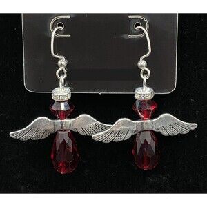 Handmade Angel Red Crystal & Clear Crystal Rondelle Earrings by Neanie-Bot